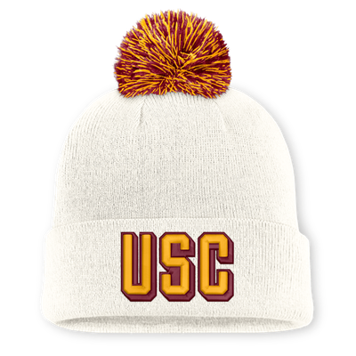USC Trojans Nike Unisex Letter Mascot Knit Hat with Pom - White