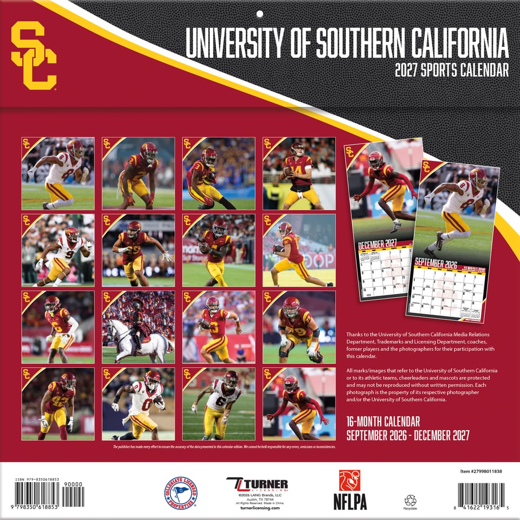 USC Trojans 2027 12” x 12” Team Wall Calendar