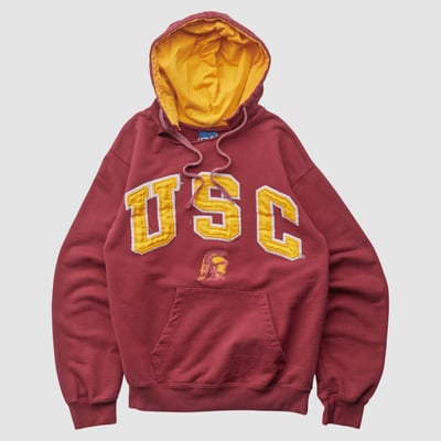 USC Trojans Old Varsity Brand 2010s Hooded Pullover Sweatshirt - Maroon - XS by Fanatics Real Vintage