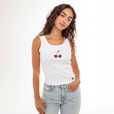  USC Trojans Hype and Vice Women's Cropped Cherry Ribbed Tank Top - White