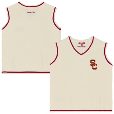 USC Trojans Mitchell & Ness Women's Retro Roots V-Neck Sweater Vest - Cream