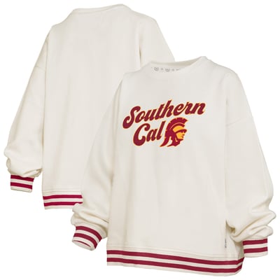USC Trojans Pressbox Women's Bonanza Chenille Ribbed Sweatshirt - Cream
