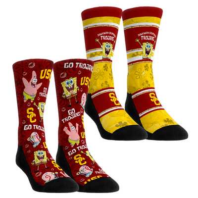  USC Trojans Rock Em Youth SpongeBob SquarePants Two-Pack Crew Socks Set - Red