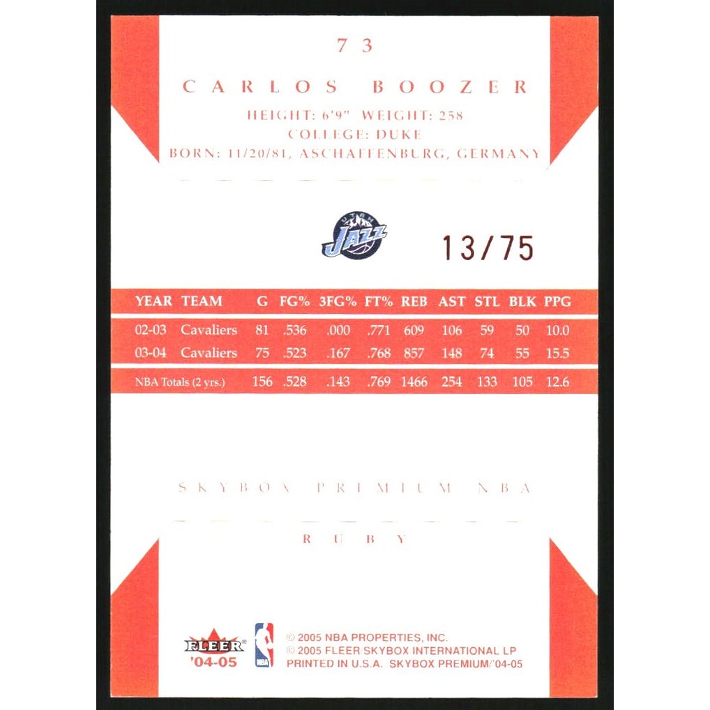 2004-05 SkyBox Premium Ruby #73 Carlos Boozer