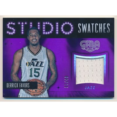 2015-16 Panini Gala Studio Swatches Purple #5 Derrick Favors