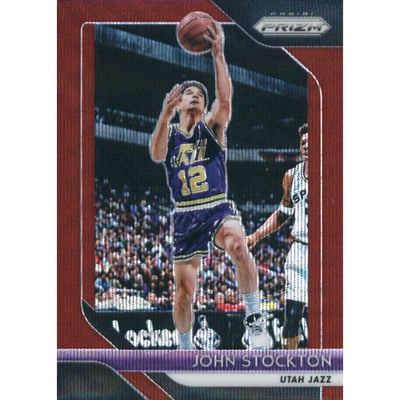 2018-19 Panini Prizm Prizms Ruby Wave #185 John Stockton