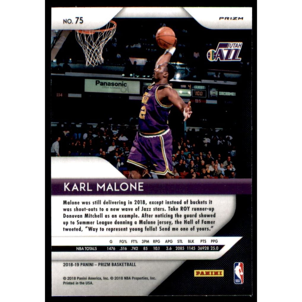 2018-19 Panini Prizm Prizms Ruby Wave #75 Karl Malone