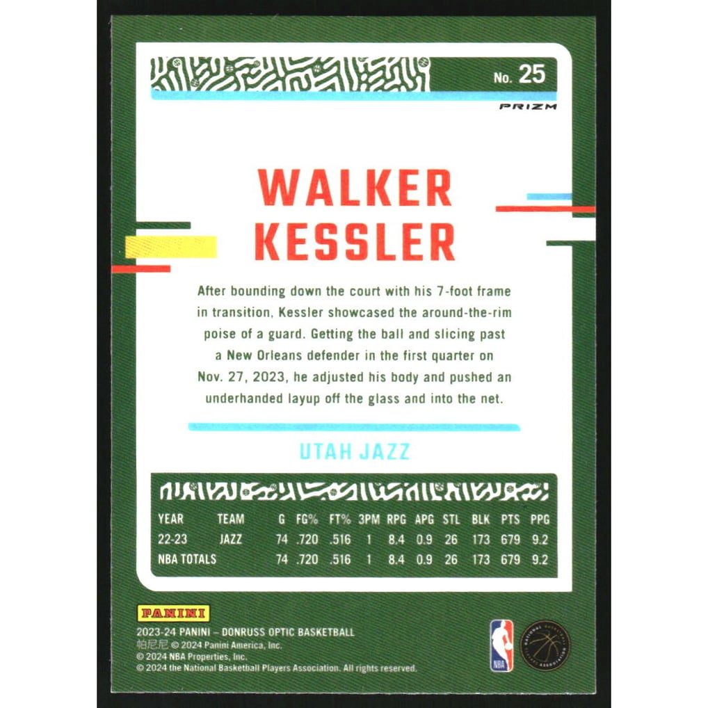 2023-24 Donruss Optic Jazz #25 Walker Kessler