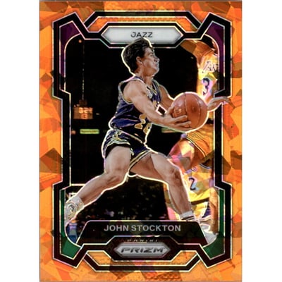 2023-24 Panini Prizm Prizms Orange Ice #198 John Stockton