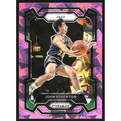 2023-24 Panini Prizm Prizms Pink Ice #198 John Stockton