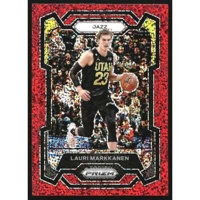 2023-24 Panini Prizm Prizms Red Sparkle #93 Lauri Markkanen