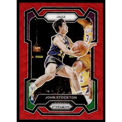 2023-24 Panini Prizm Prizms Ruby Wave #198 John Stockton