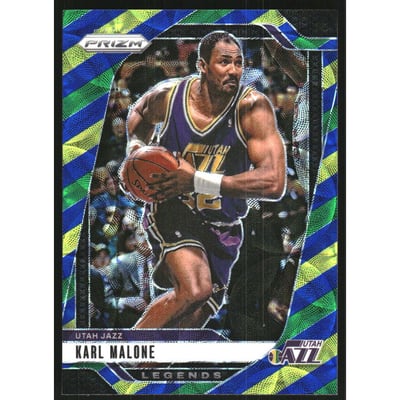 2024-25 Panini Prizm Prizms Choice Blue Yellow and Green #289 Karl Malone