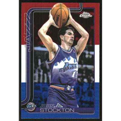 2025-26 Topps Chrome Red White and Blue Refractors #250 John Stockton