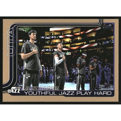 2025-26 Topps Gold #290 Jazz Dance!/Kyle Filipowski/Svi Mykhailiuk/Micah Potter/Brice Sensabaugh/Oscar Tshiebwe