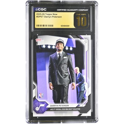 Darryn Peterson Utah Jazz 2025-26 Topps Now Jazz 2nd Overall 2026 NBA Draft Selection #DPET CGC Authenticated PRISTINE 10 Rookie Card