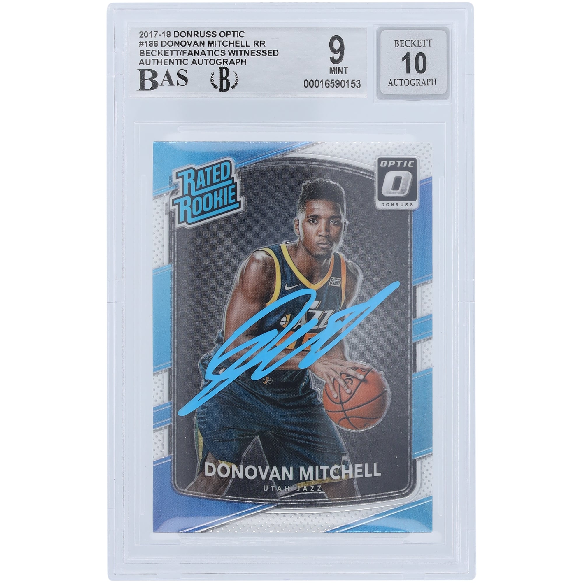 2017-18 Donruss Optic NBA Donovan Mitchell Jazz RC Auto Rated 