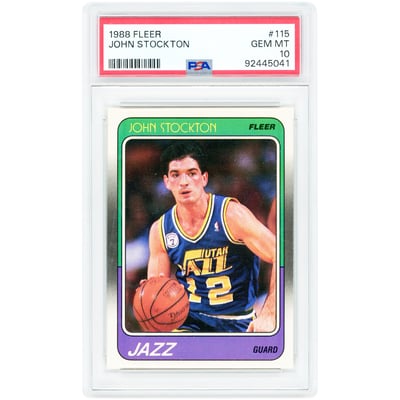John Stockton Utah Jazz 1988-89 Fleer #115 PSA Authenticated 10 Rookie Card 