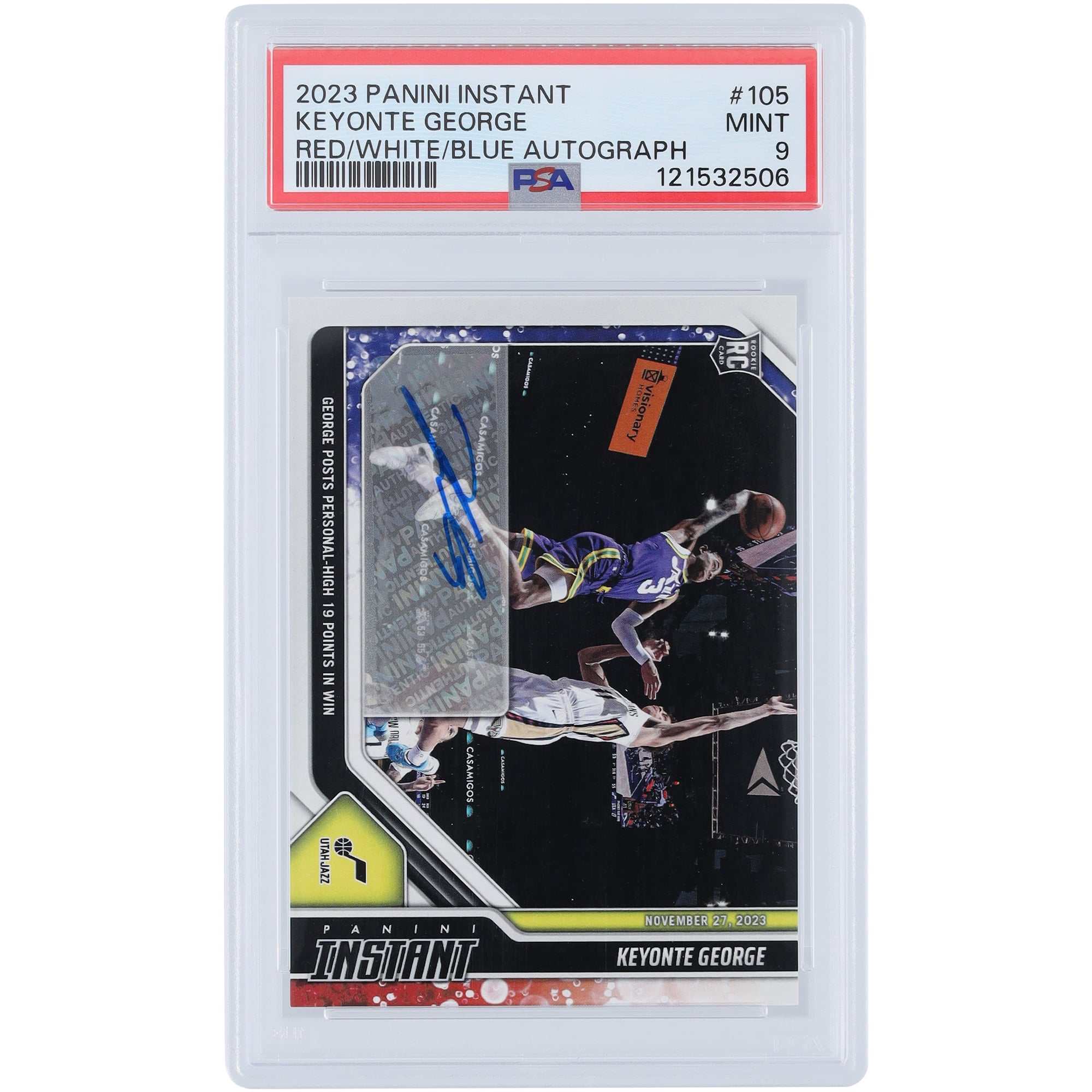 Keyonte George Utah Jazz Autographed 2023 Panini Instant Red White 