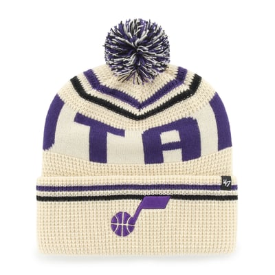 Utah Jazz '47 Quattrle Cuffed Knit Hat with Pom - Natural