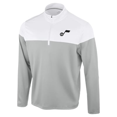 Utah Jazz Antigua Hinder Quarter-Zip Pullover - Gray/White
