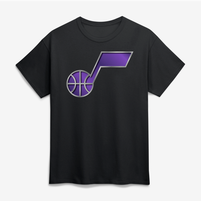 Utah Jazz Big & Tall Metallic Mascot T-Shirt - Black