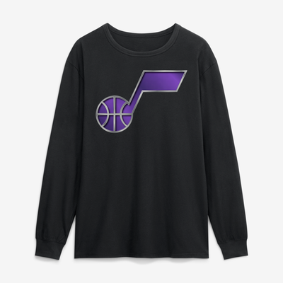 Utah Jazz  Metallic Mascot Long Sleeve T-Shirt - Black