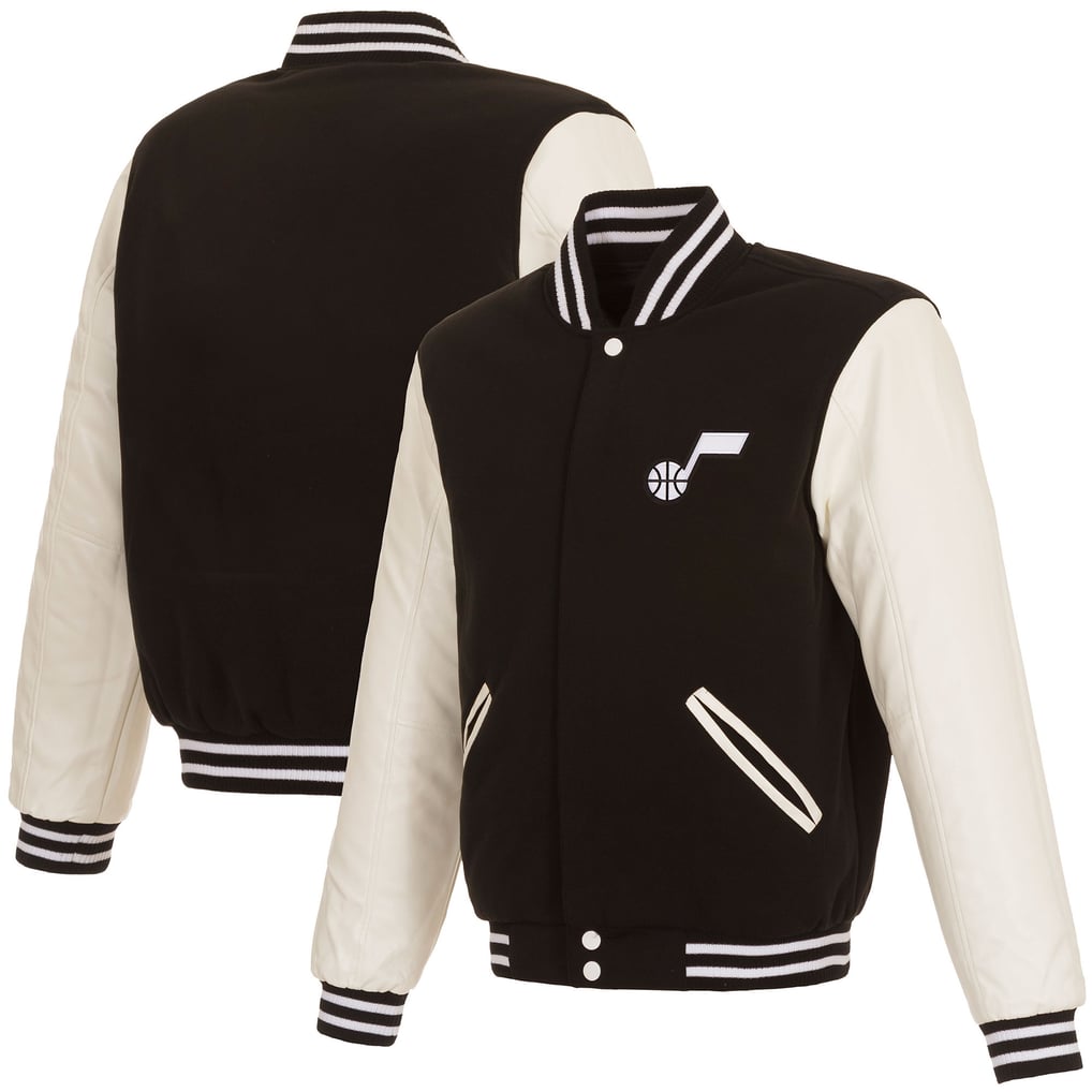 Utah Jazz JH Design Reversible Varsity Full-Snap Jacket - Black