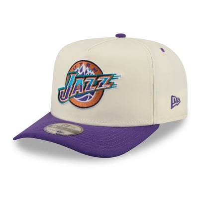 Utah Jazz New Era City A-Frame 9FIFTY Snapback Hat - Cream/Purple