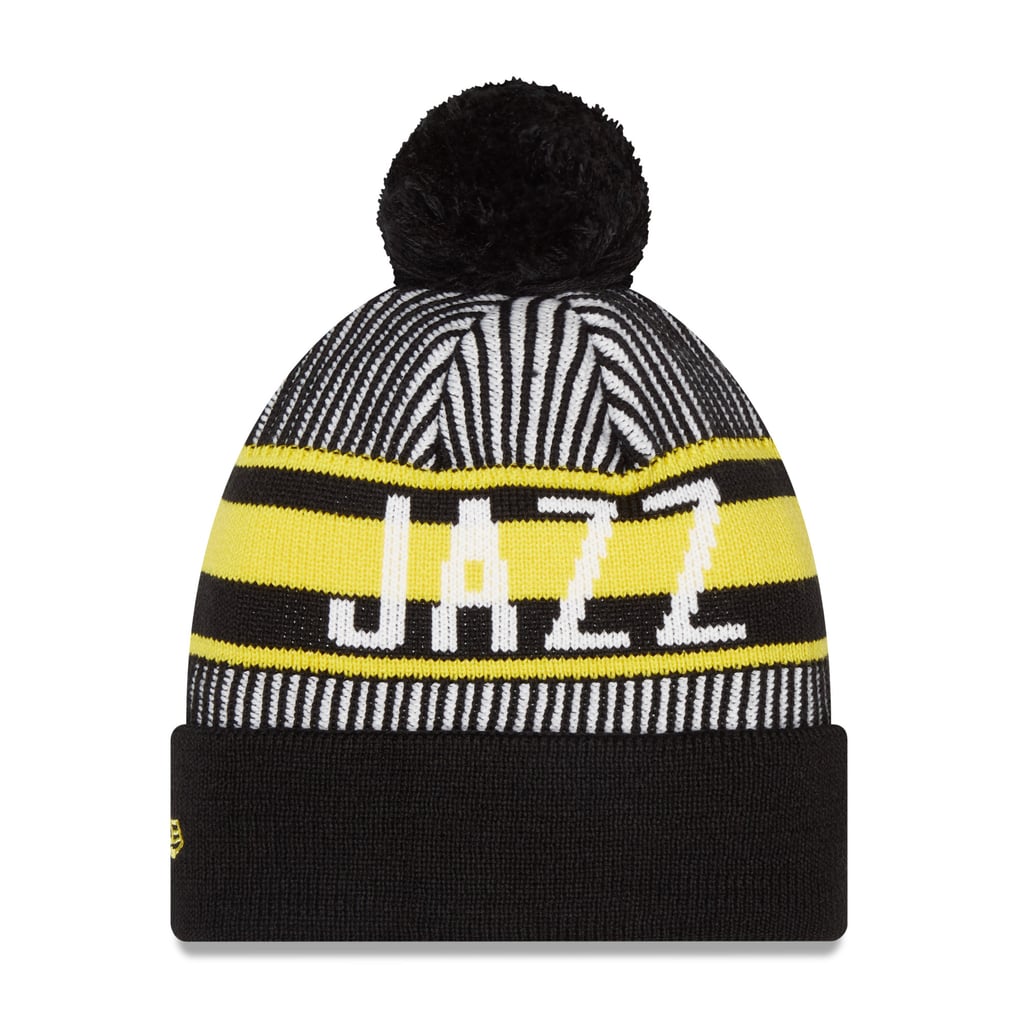 Utah Jazz New Era Striped Cuffed Pom Knit Hat - Navy