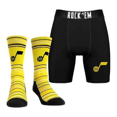  Utah Jazz Rock Em Primary Crew Socks & Boxer Briefs Combo Pack