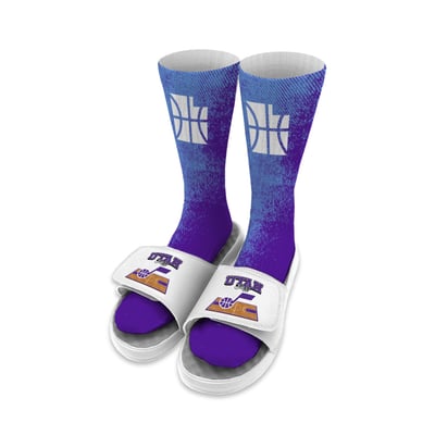 Utah Jazz ISlide Unisex Court Collage Sock & Slide Bundle