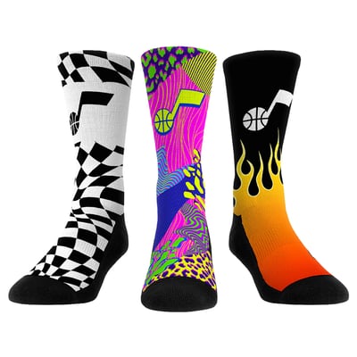  Utah Jazz Rock Em Unisex Team Vibes Three-Pack Crew Socks Set - Yellow