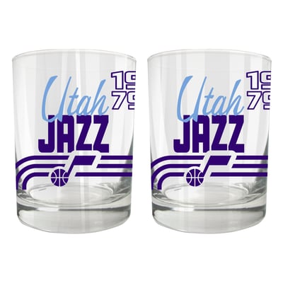 Utah Jazz Two-Piece 12oz. Heritage Rocks Glass Set