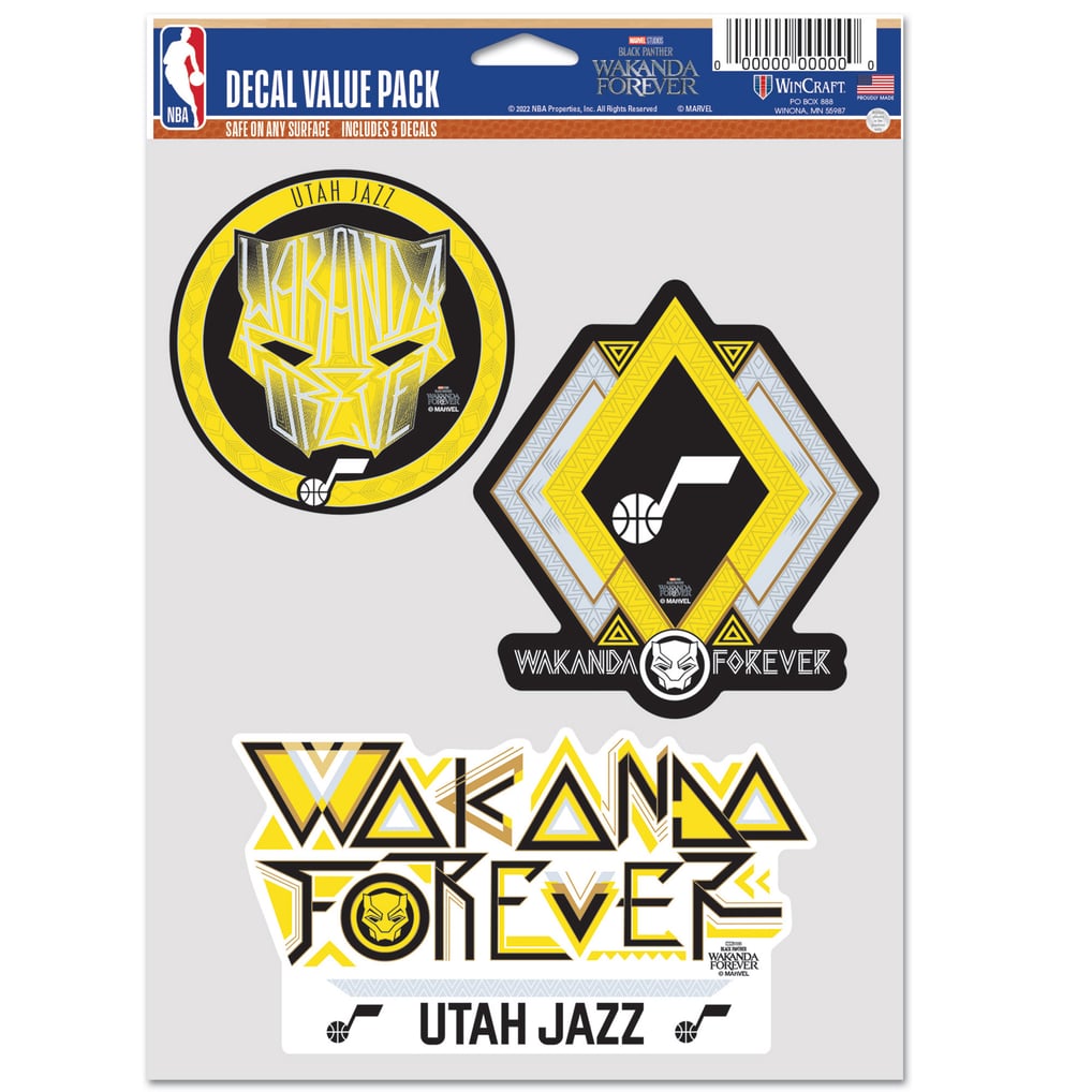 Utah Jazz WinCraft Three-Pack Black Panther 2 Fan Decal Set