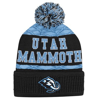 Utah Mammoth  Puck Cuffed Knit Hat with Pom - Black