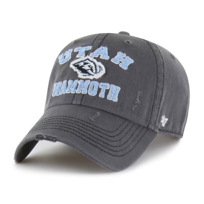 Utah Mammoth '47 Seymoore Distressed Applique Clean Up Adjustable Hat - Black