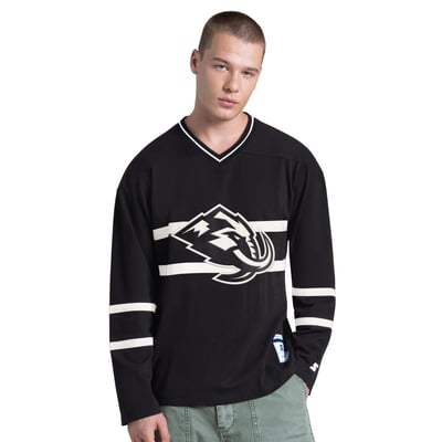 Utah Mammoth Starter Line Up Long Sleeve V-Neck T-Shirt - Black