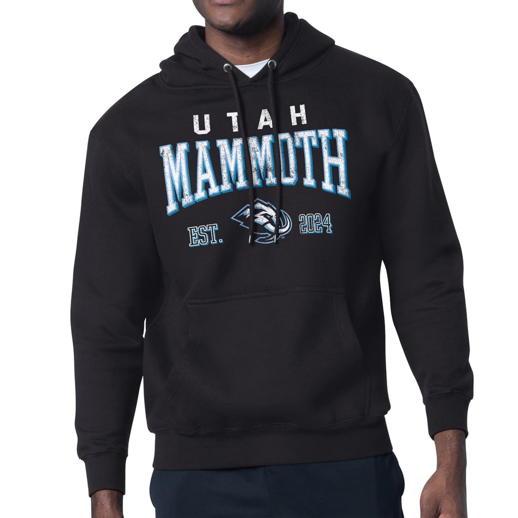  Utah Mammoth Starter Retro Graphic Fleece Pullover Hoodie - Black
