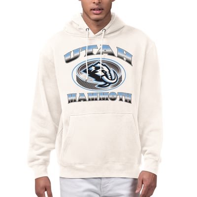  Utah Mammoth Starter Face Off Fleece Hoodie - Cream