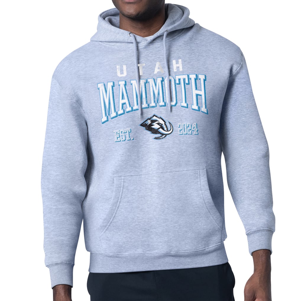  Utah Mammoth Starter Retro Graphic Fleece Pullover Hoodie - Heather Gray
