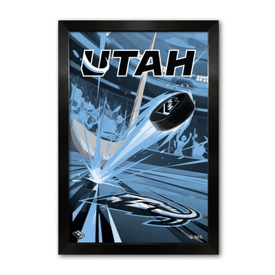 Utah Mammoth 14" x 20" Framed Hockey Puck Blast Art Print