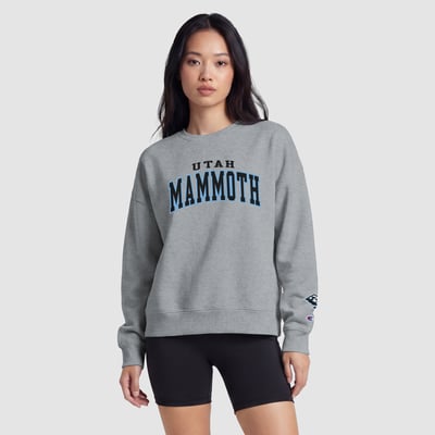 Utah Mammoth Champion Women's Applique Crewneck Sweatshirt - Heather Gray
