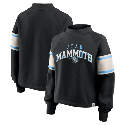 Utah Mammoth Fanatics Women's Heritage Overtime Fleece Mockneck Sweatshirt - Black
