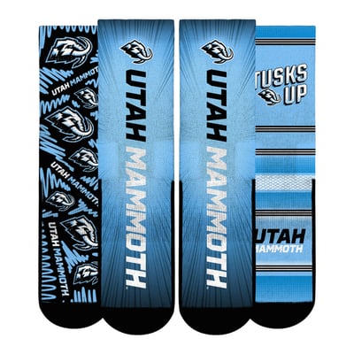  Utah Mammoth Rock Em Youth Fan Favorites Three-Pack Crew Socks Set - Black