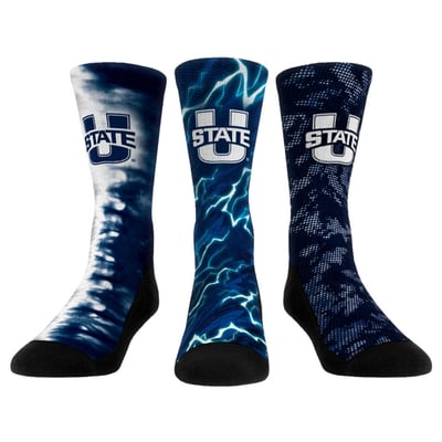 Utah State Aggies Rock Em Unisex Three-Piece Team Tones Crew Socks Set
