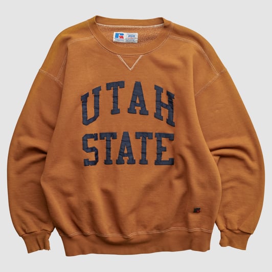 Utah State Aggies Russell 90s Pullover Sweatshirt - Clay - M by Fanatics Real Vintage