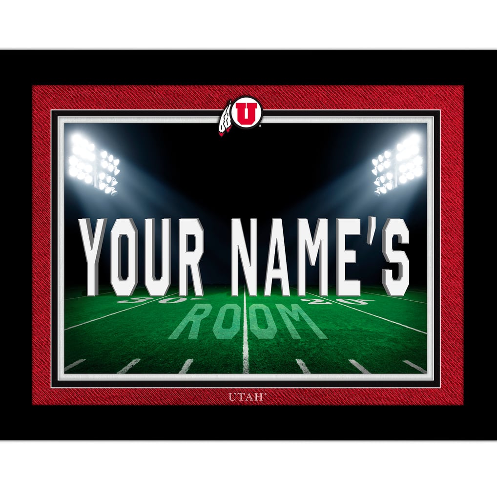 Utah Utes 12'' x 16'' Personalized Framed Field Spotlight Print - Black