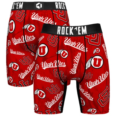  Utah Utes Rock Em All Over Logo Boxer Briefs - Red