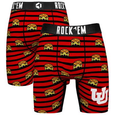  Utah Utes Rock Em Mascot Stripes Boxer Briefs - Red